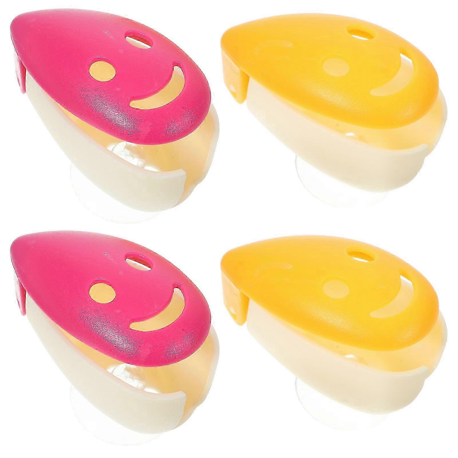 4pcs Smile Face Antibacterial Toothbrush Holders Suction Cup (Random Color)