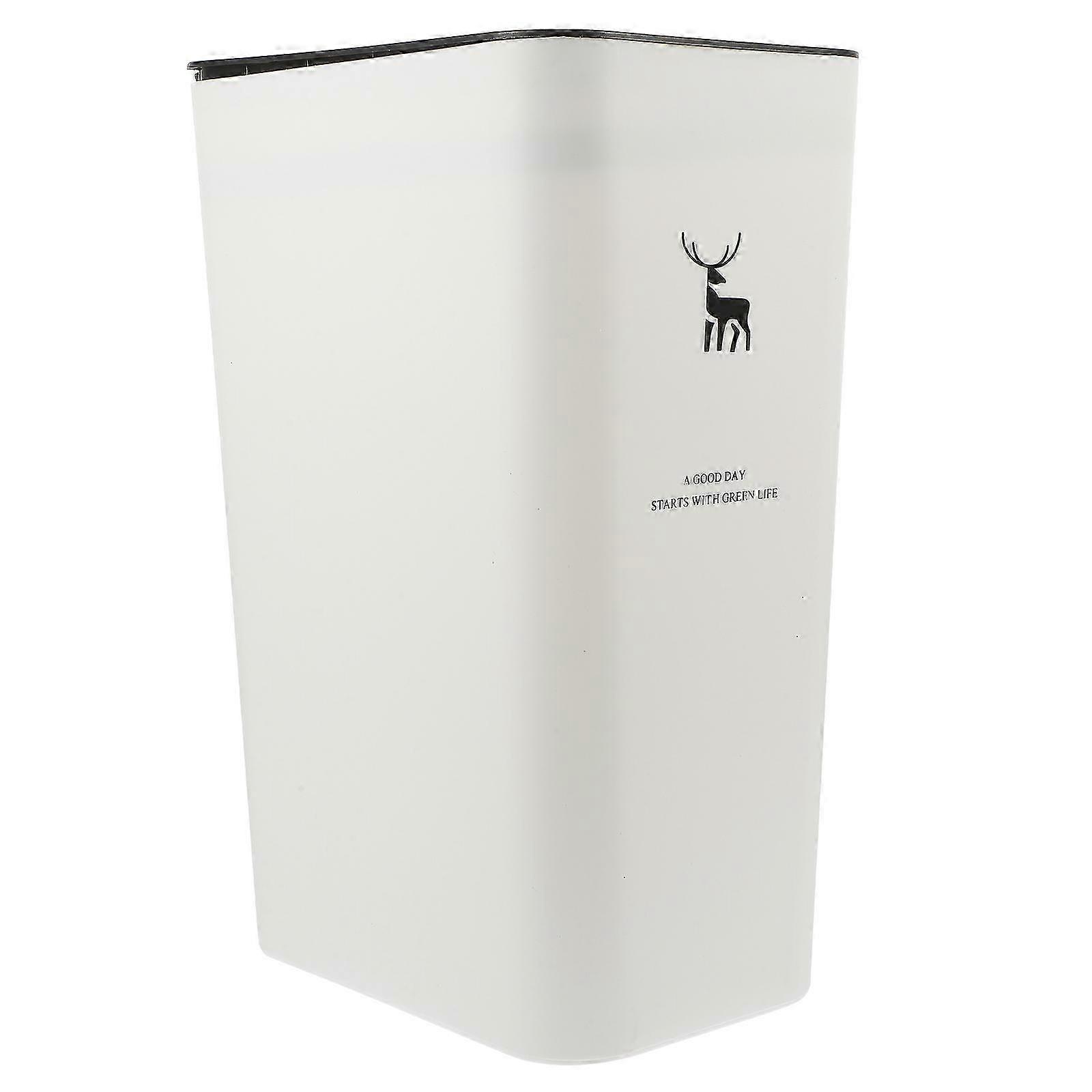 Push Type Trash Can Kitchen Bathroom Trash Can with Lid Garbage Wastepaper Bin