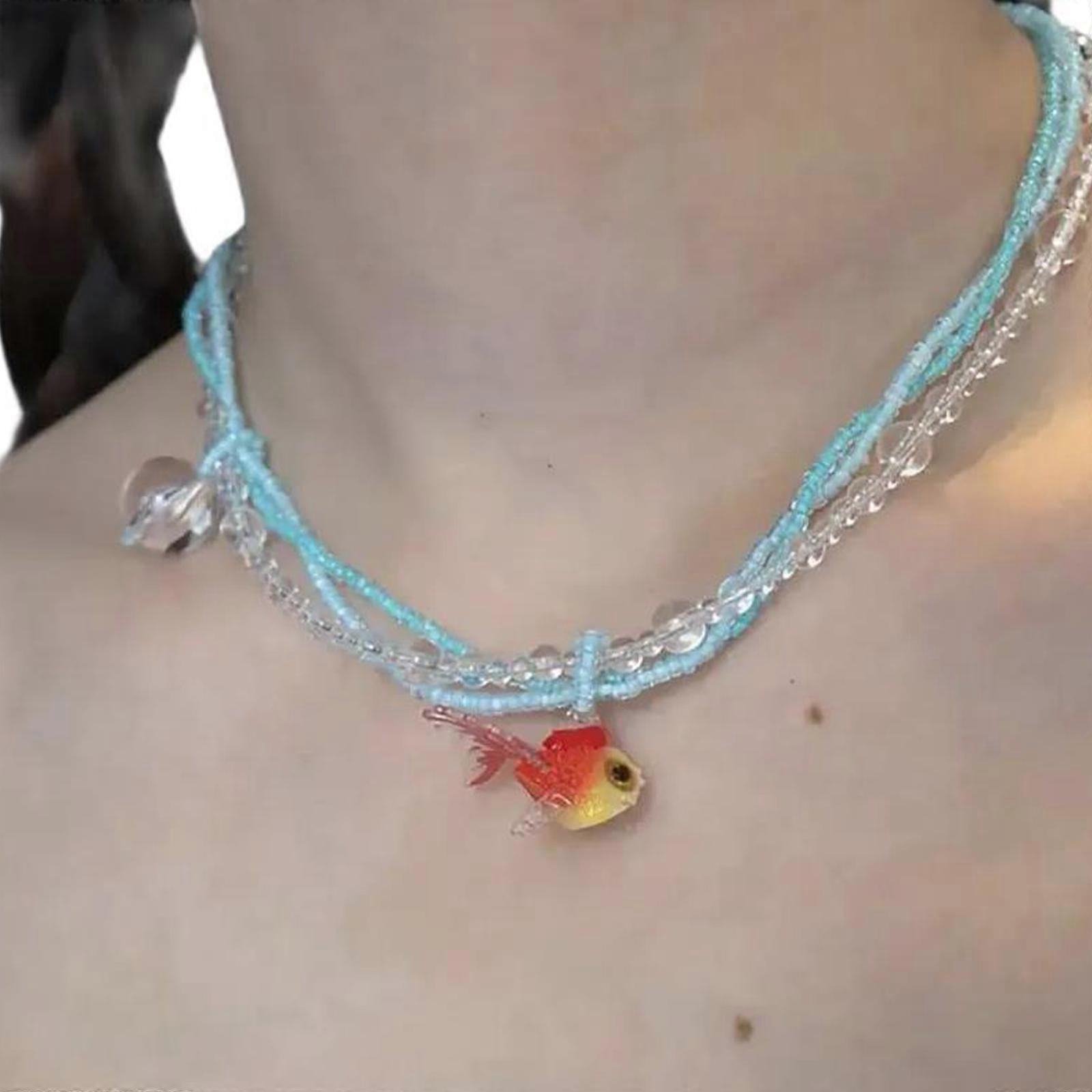 Fashionable Jinli Fish Multilayer Strand Necklace with Bubble Beads Portable for Adding Elegant to Any Outfits