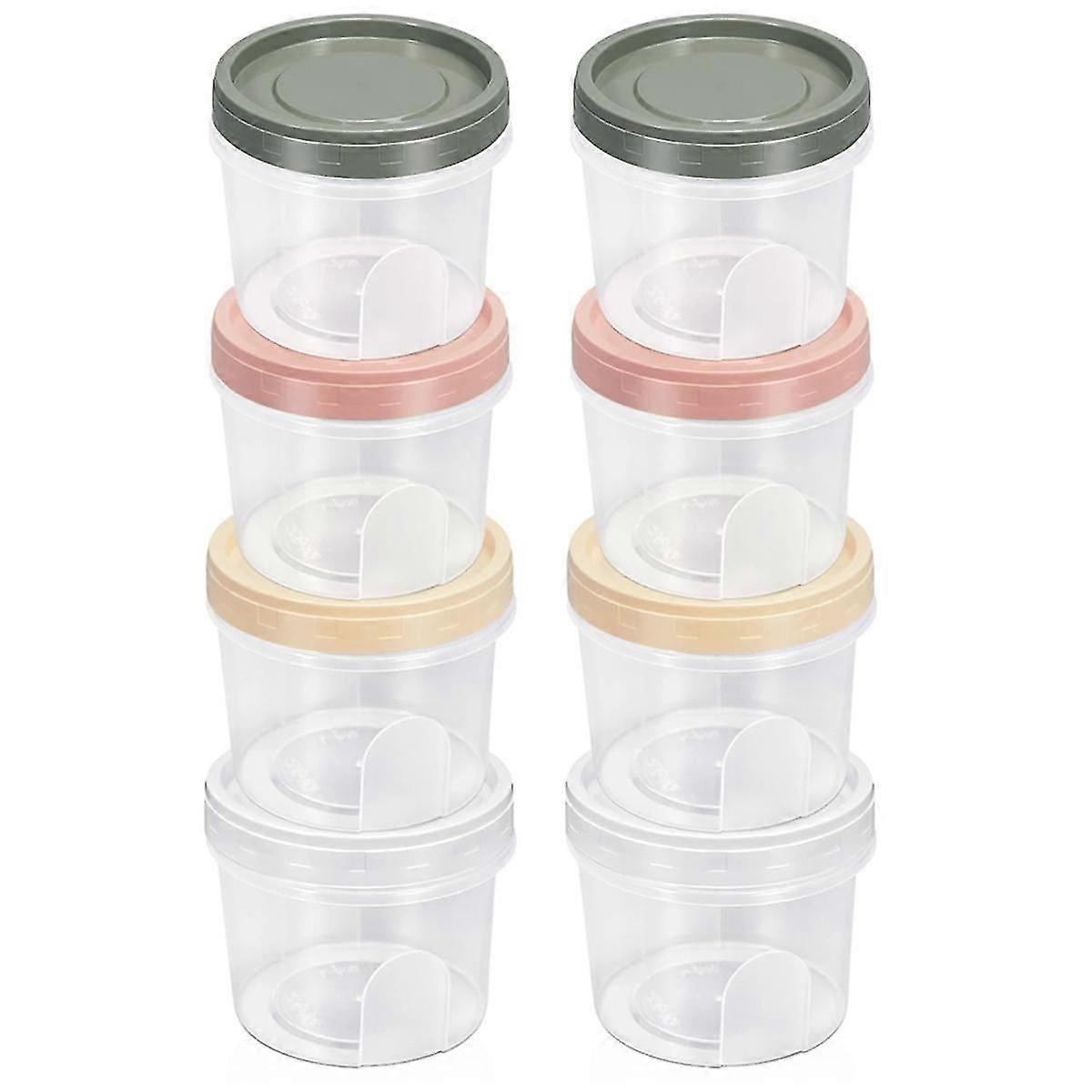 8pcs Round Plastic Containers With Lids, Reuseable Small Freezer Storage Container Jars With Screw Lid 700ml