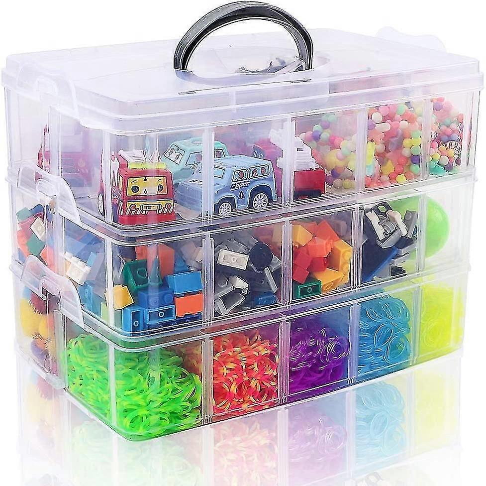 3-tier Staable Storage Container Box With 30 Compartments, Plastic Organizer Box For Arts And Crafts, Toy, Fuse Beads, Washi Tapes, 9.5x6.5x7.2inch