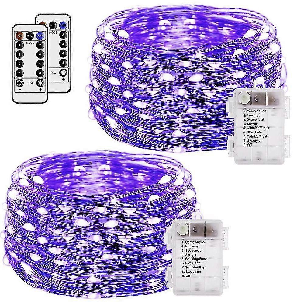 Fairy Lights, 2 Pack Battery Powered 50 Led 16.4ft With Remote Control For Christmas Party, Garden