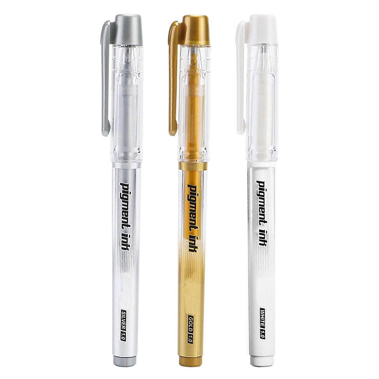3pcs Art Sketching Pen - Bianco + Oro + Argento