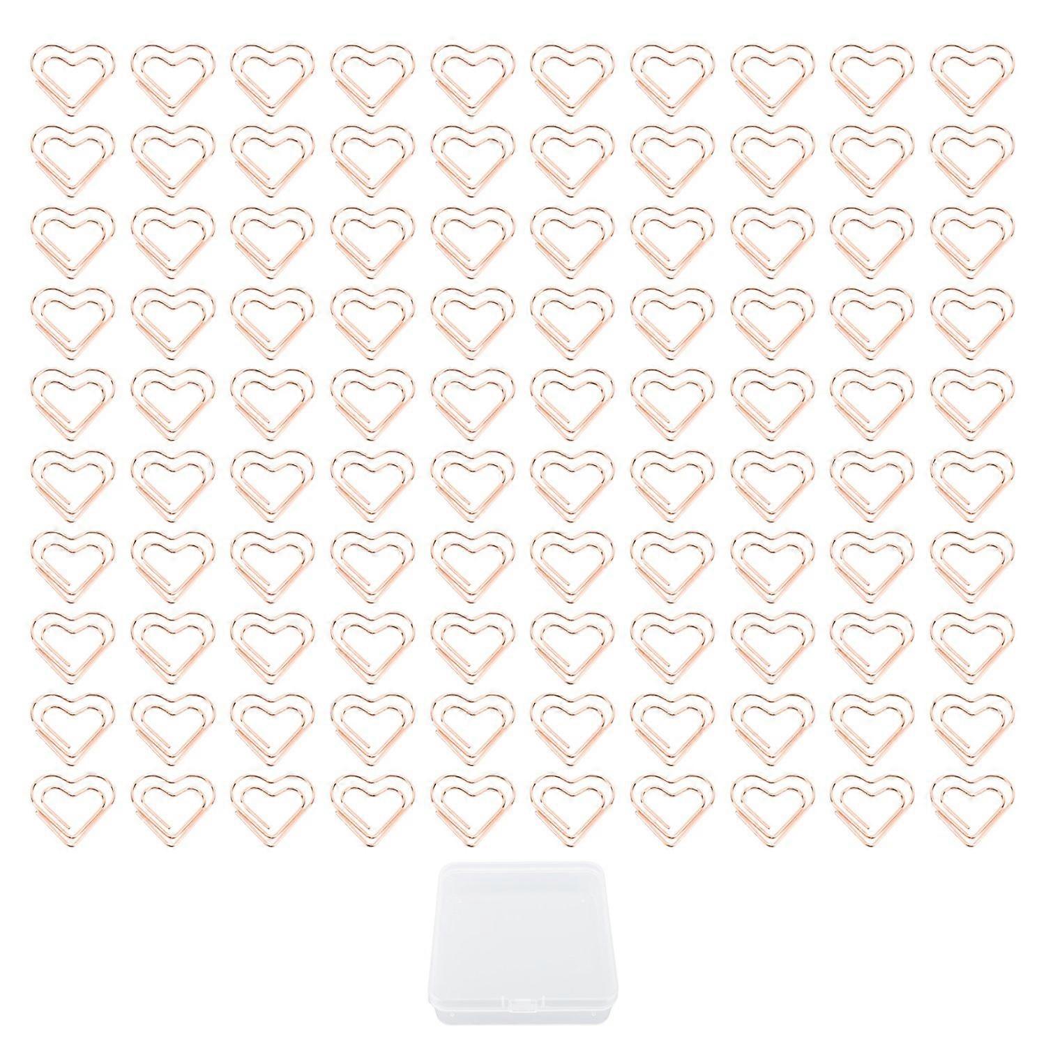 100pcs Heart Shape Paper Clips Cute Metal Paper Clips Portable Adorable Small Paper Clips for Docume