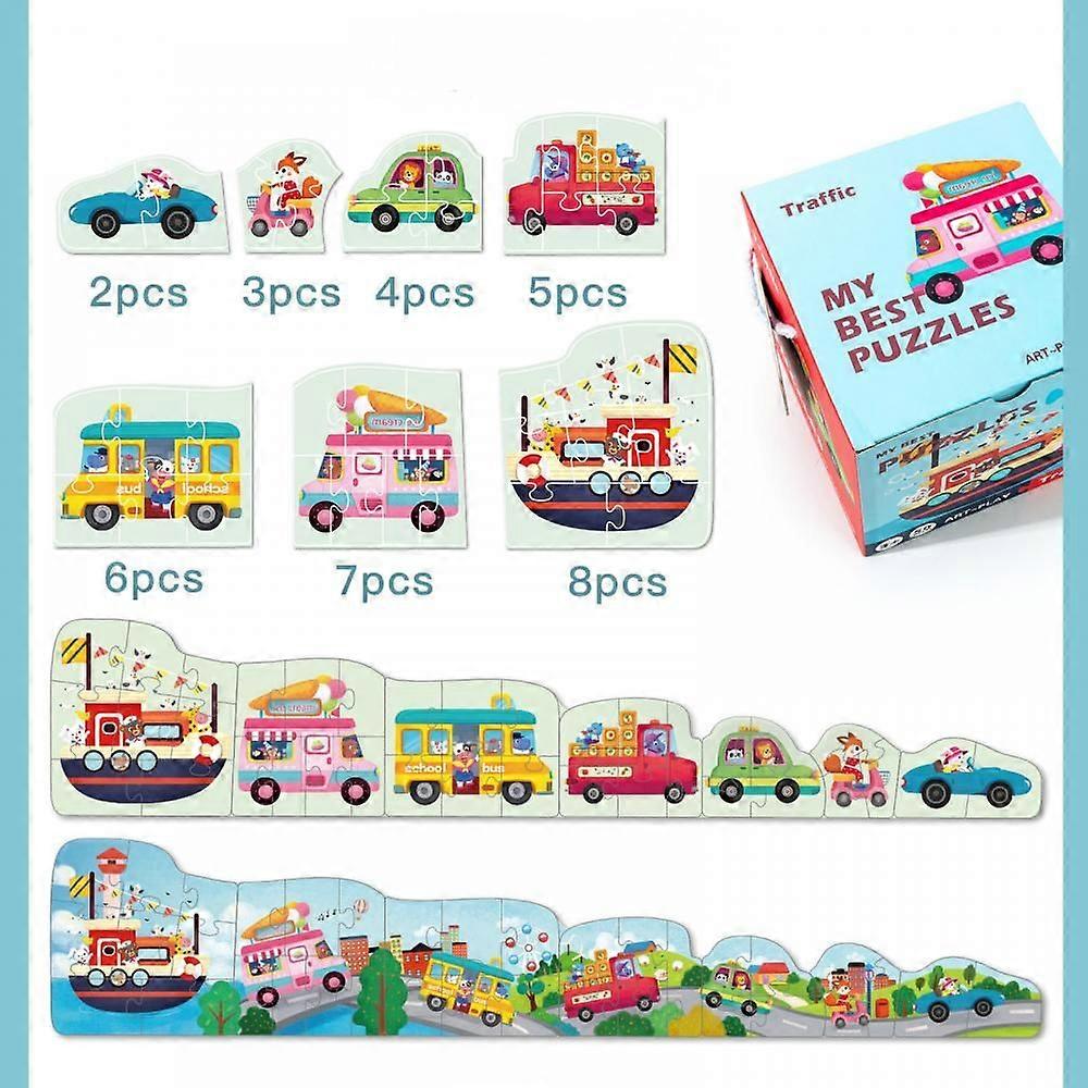 Double Sided Advanced Puzzle For Early Childhood Education, Wooden Toys For Children'S Enlightenment And Puzzle, 6-In-1