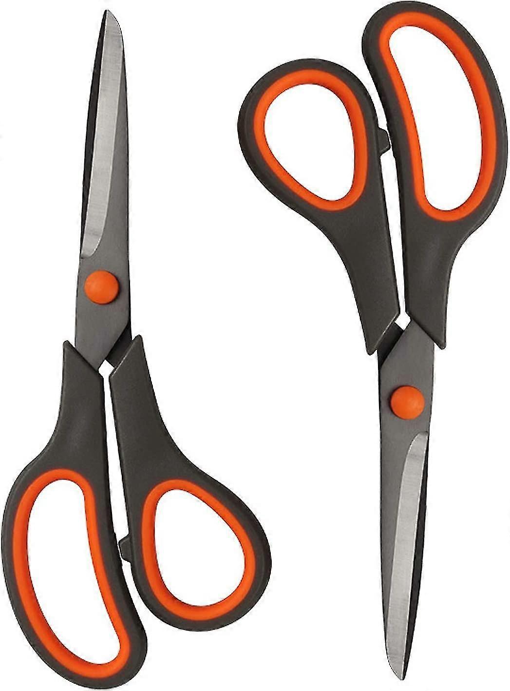 Scissors, 8" Multipurpose Scissors Bulk 2-Pack, Ultra Sharp Titanium Blade Shears, Sturdy Sharp Scissors for Office Home School Sewing Fabric Craft Su