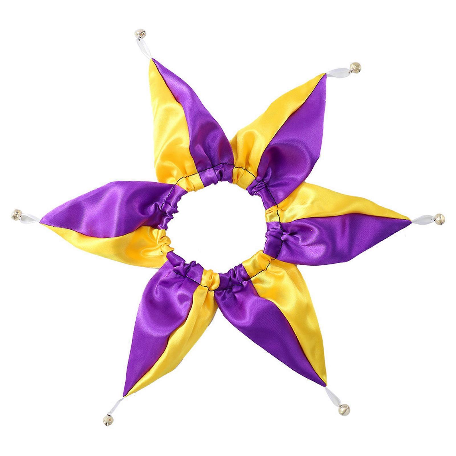 Collier et écharpe pour chien, accessoire de déguisement de clown, pour Halloween, pour chiens et chats, jaune, violet, taille S