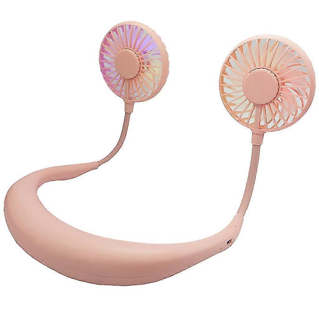 Micro Usb Rechargeable Fan Summer Neck Hanging Style Dual Cooler Fans 3 Speeds