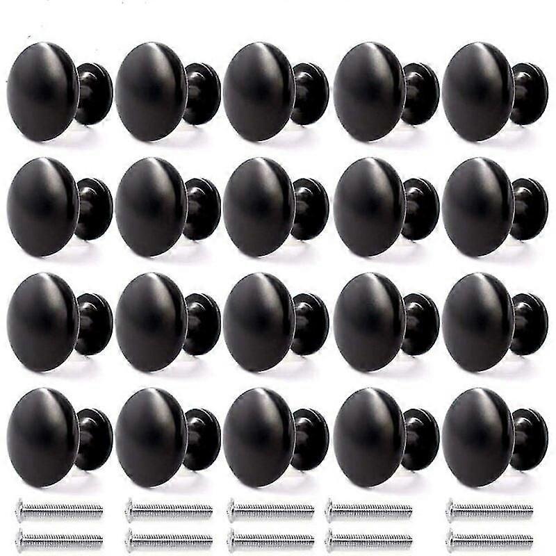 20PCS Door Knobs Drawer Knobs 30mm Vintage Handles Furniture Cabinet Knobs for Kitchen Cupboards (Black)