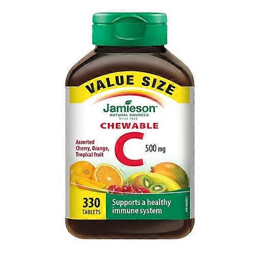 Jamieson Vitamins Chewable Vitamin C Mixed 3 Flavours Cherry Orange Tropical Fruit Value Size,500 Mg,330 Tabs
