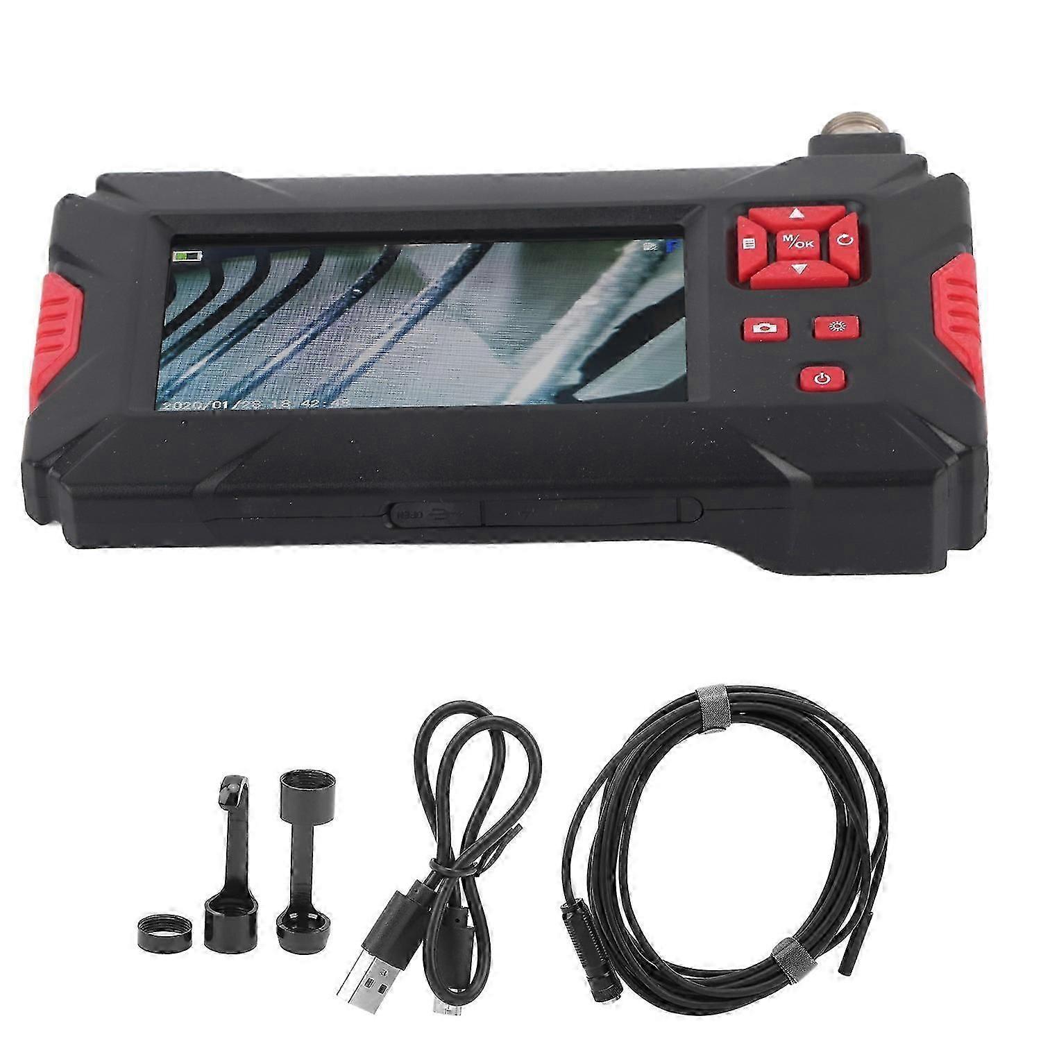 8mm Dual Lens Industrial Endoscope with 4.3in 1080P LCD Display 9 Lights for Pipeline Inspection5 m