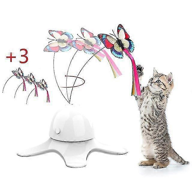 Automatic Cat Tease Toys Interactive Electric Rotating Butterfly Kitten Cat Toys Realistic Fluttering Cat Exercise Pet Products