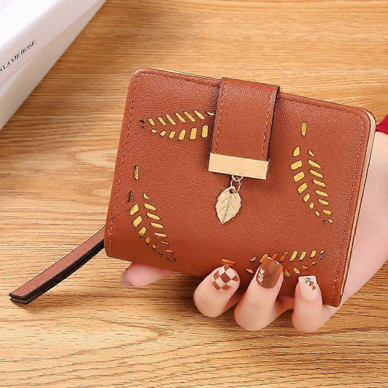 محفظة السيدات محفظة ، حقيبة يد نسائية صغيرة ثنائية الطي من الجلد مع نقود / معرف / حامل بطاقة ائتمان ورقة مجوفة ، السيدات نباتية عملة معدنية محافظ محفظة حقيبة نقود