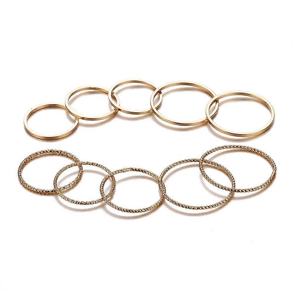10pcs/set Simple Personalized Retro Ring Circle Index Finger Ring Tail Ring Creative Women Thin Joint Ring Jewelry