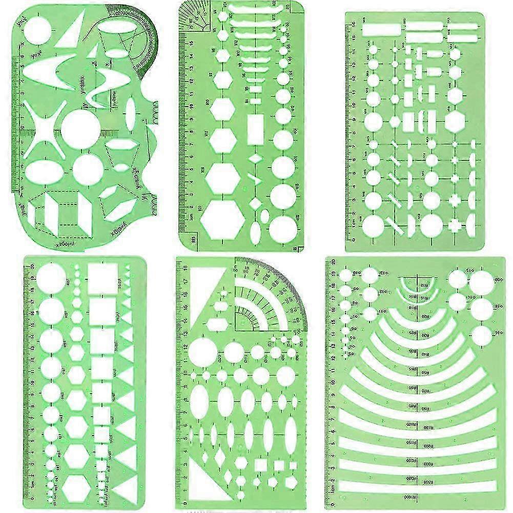 6 件塑料测量模板套装建筑模板模板几何绘图尺,适用于办公室学校学生儿童礼物