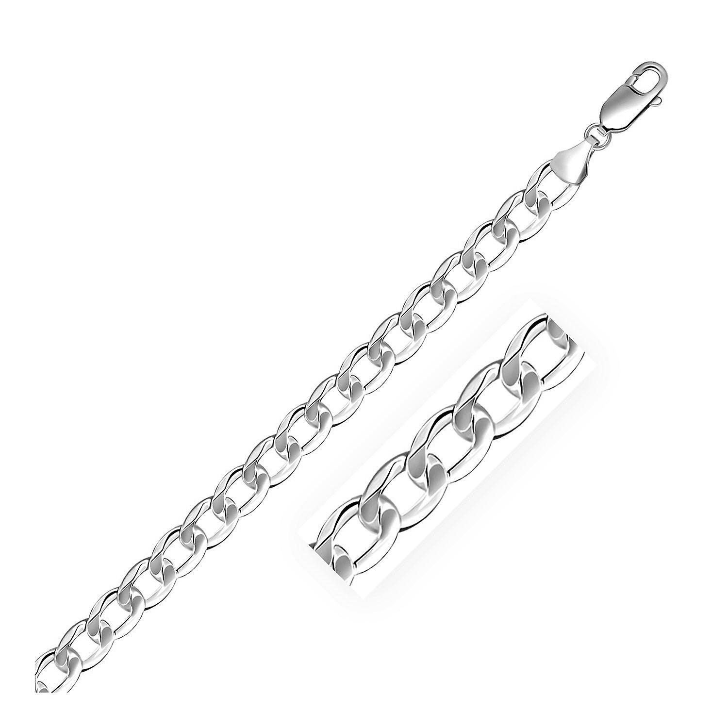 ロジウムメッキ7.2mmスターリングシルバー縁石スタイルブレスレット