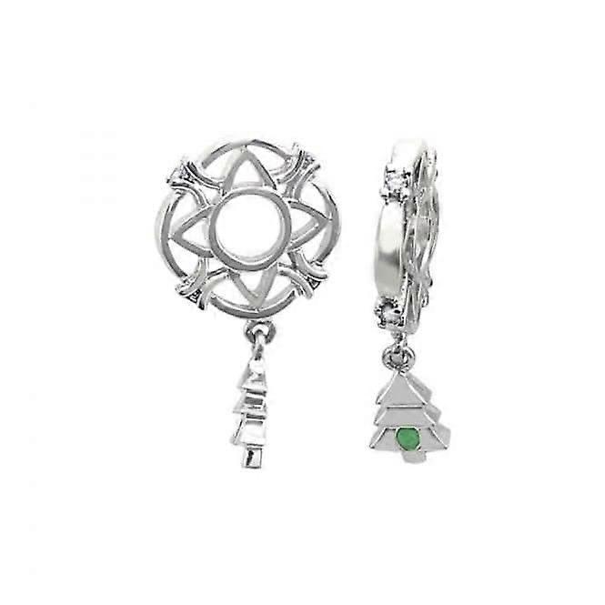 Silver & Emerald Christmas Tree Dangle Charm S137E