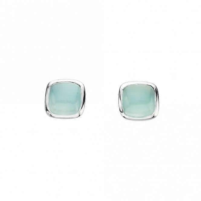 Blue Chalcedony Cushion Stud Earrings 37824BLC