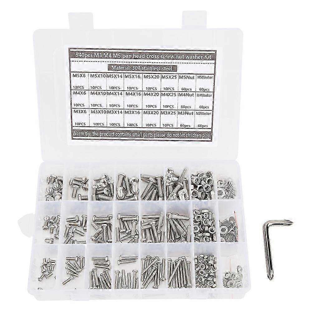 540Pcs Pan Head Hex Socket Screw Set 304 Stainless Steel M3 M4 M5 1Pc Screwdriver