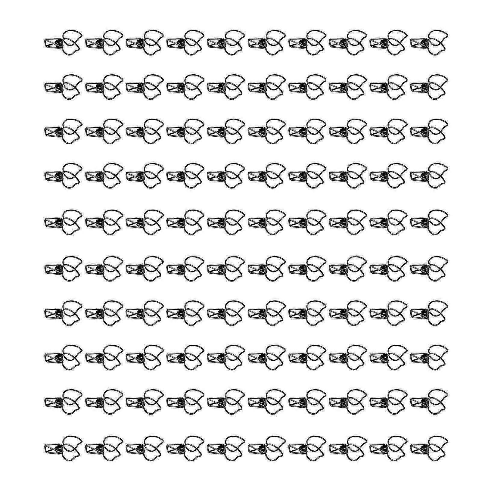 100Pcs Peach Hollowed Out Cute Style Sturdy Metal Multi Purpose Wire Binder Clips Clothe Document Paper