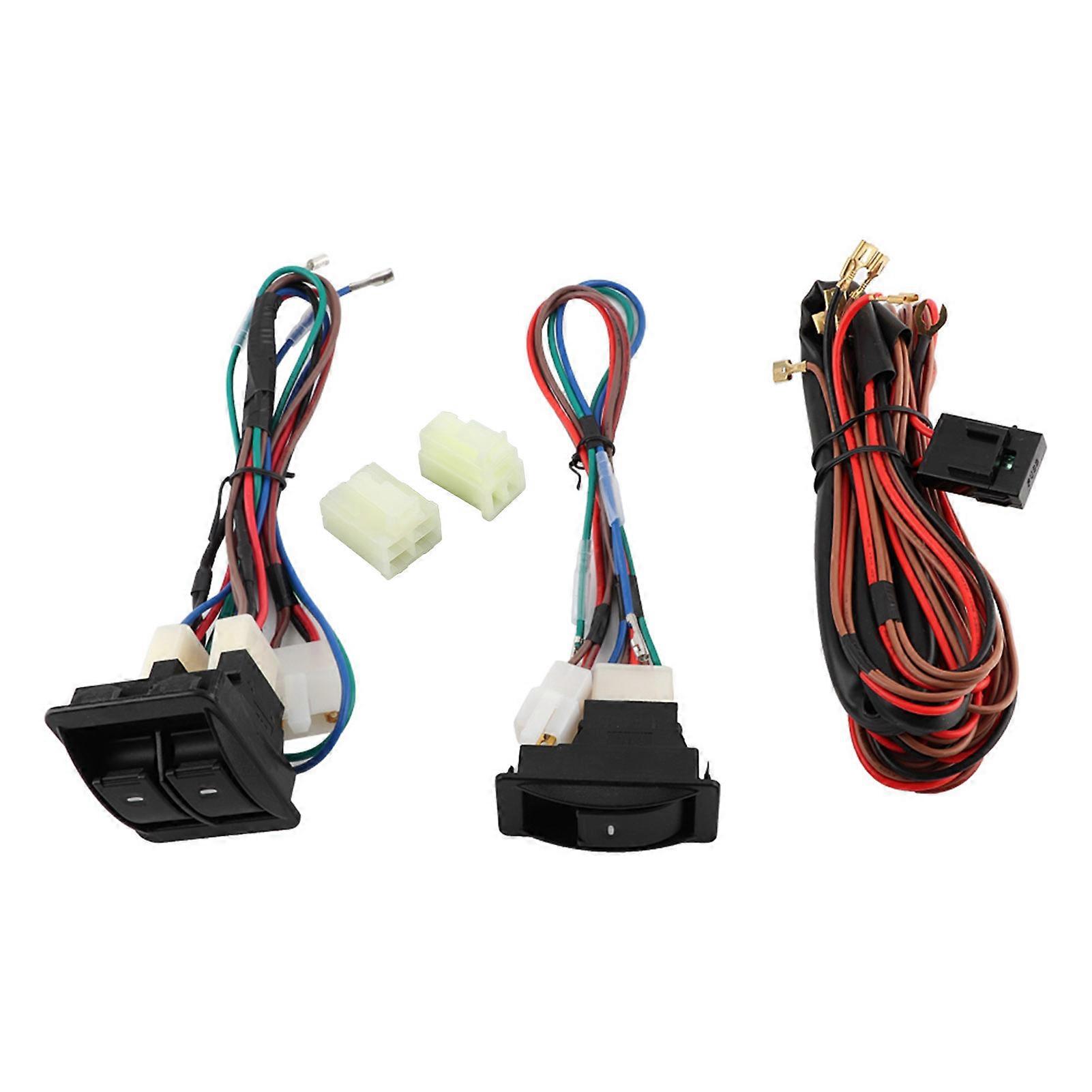 12V Universal Car Electric Power Window Switch Kit with Wiring Harness Switch Holder