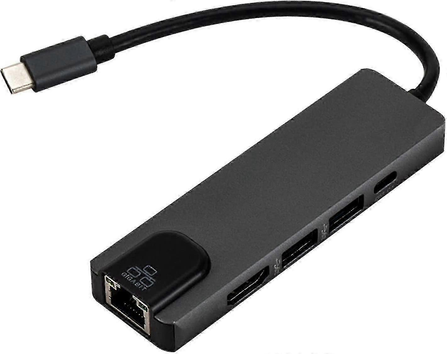Tipo-c Docking Station a Hdmi + gigabit Scheda di rete Computer Pd Ricarica Usb3.0 Hub Splitter 5 In 1 (grigio) (1pcs)
