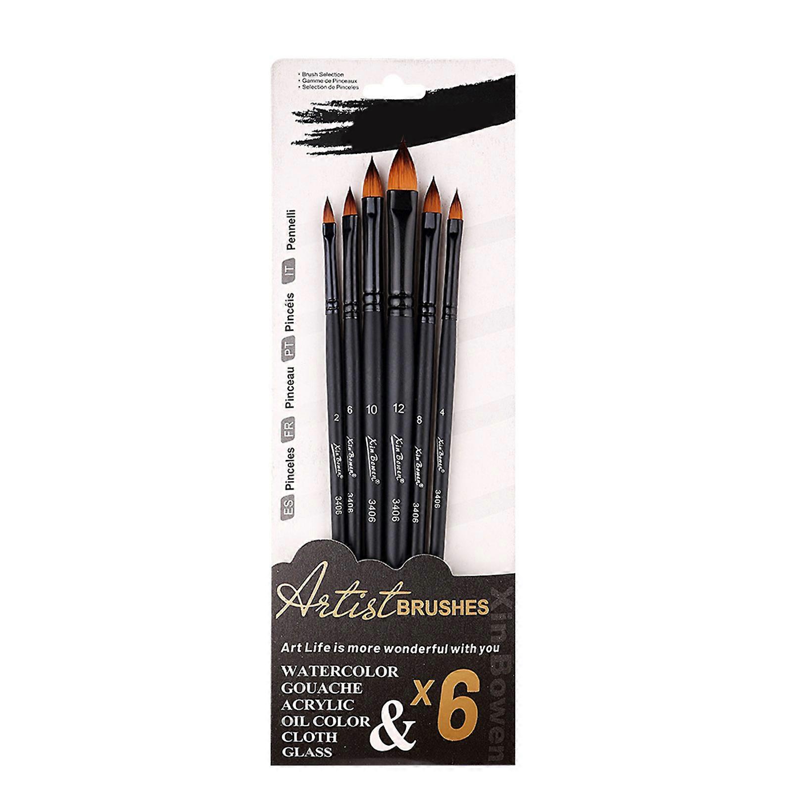 6 db művész ecsetek akvarell ecsetek festési részlet ecsetek nejlon hajfesték ecsetek rajzkellékek