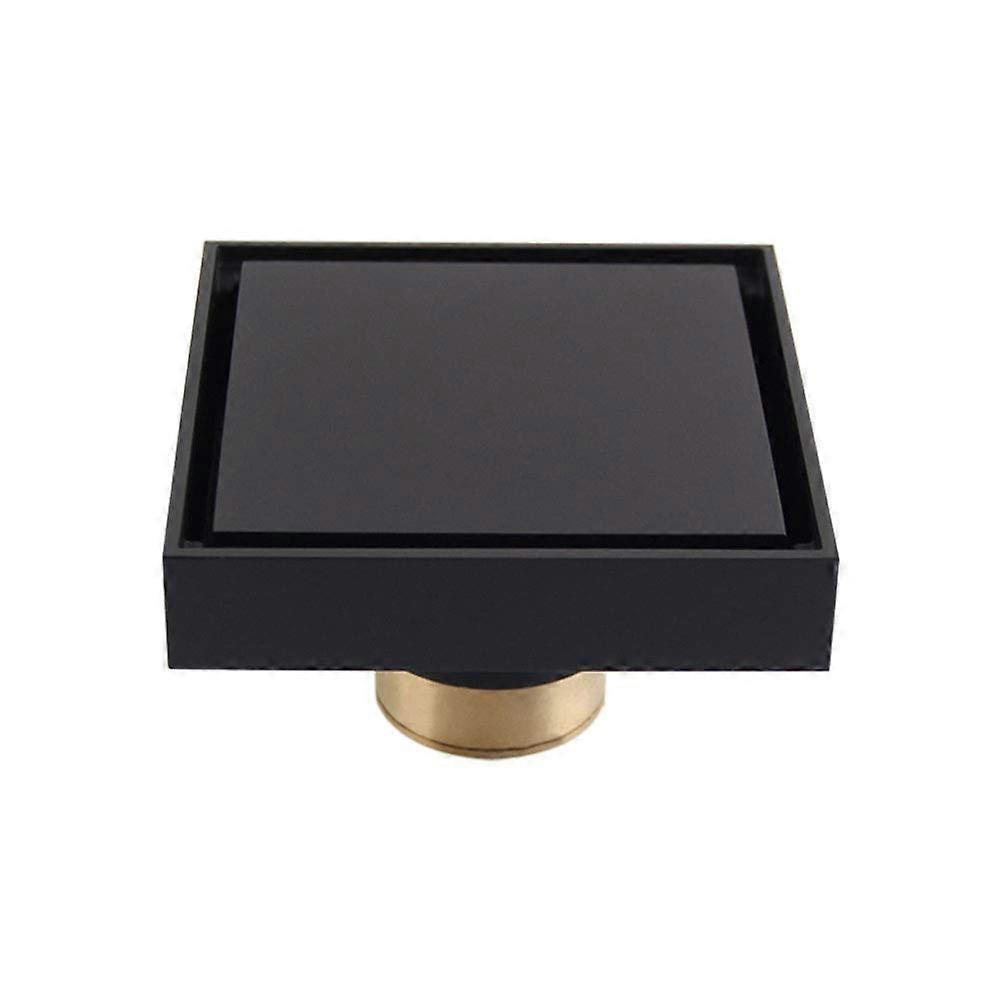 Inch Massive Rice Square Shower Floor Drainage Tiles Added Grill Removable Cover Hair Holder Filter, Matte Black Coat Coating Clug and Odor