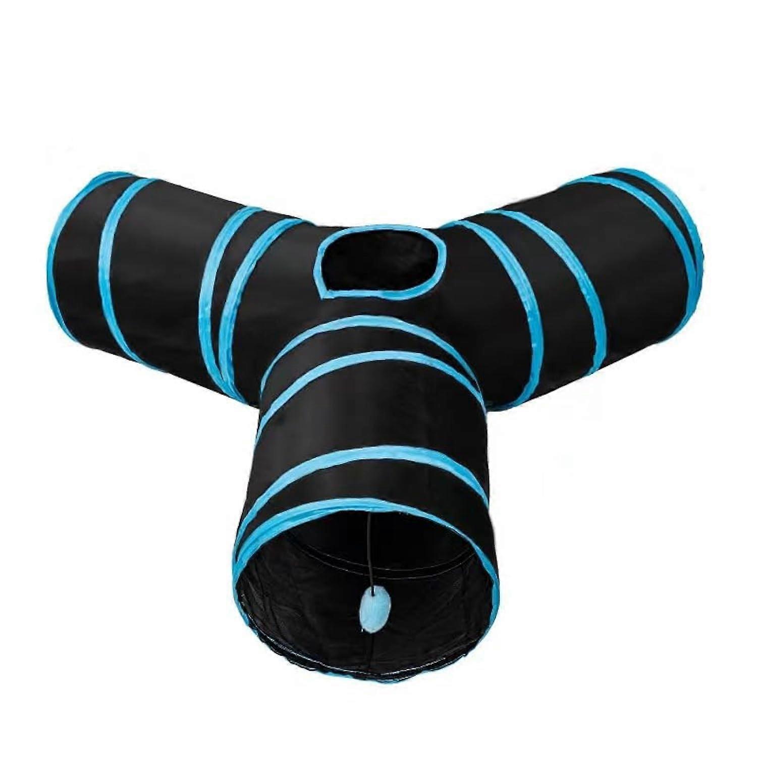 Indoor Cat Tunnel - Large Y-Shaped Cat Tube with Game Ball, Three-Way Folding Design, 4-Channel Interactive Toy for Cats, Puppies, and Rabbits