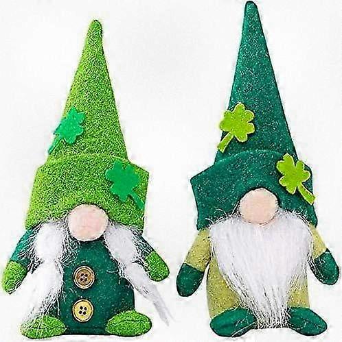 2 Pcs Faceless Doll Decorations for St. Patrick's Day Party, Shamrock Ornament Set