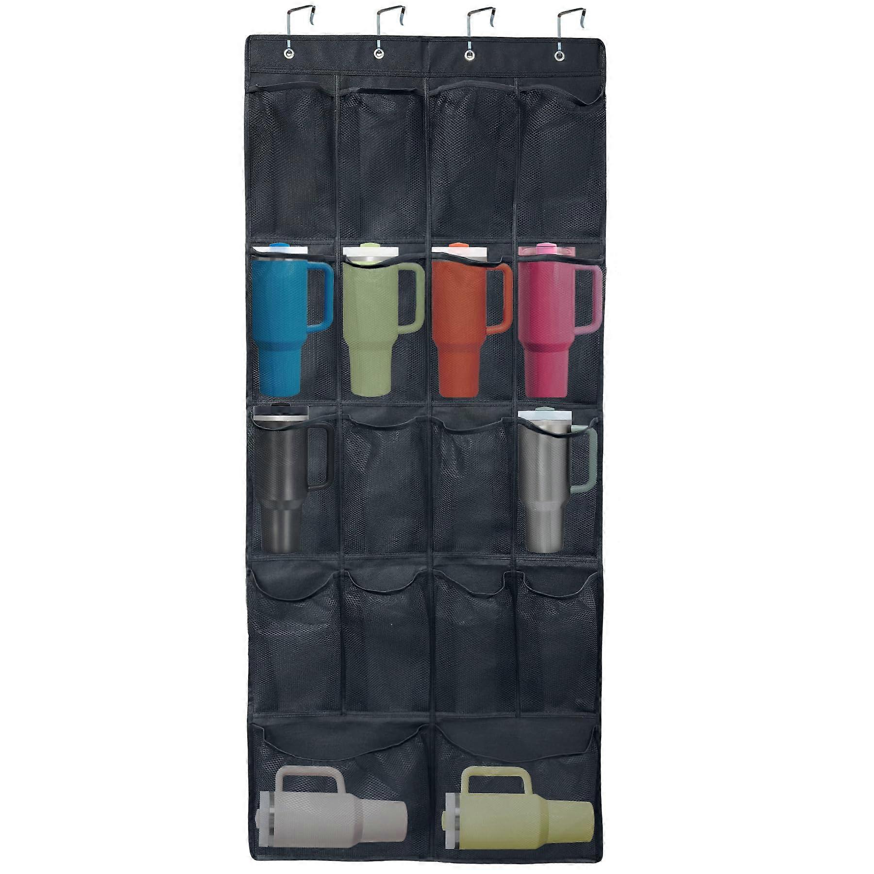 18 Pockets Mesh Door Hanging Water Bottle Organizer Rack for Classroom Use, Durable Storage Solution, Easy Access Design