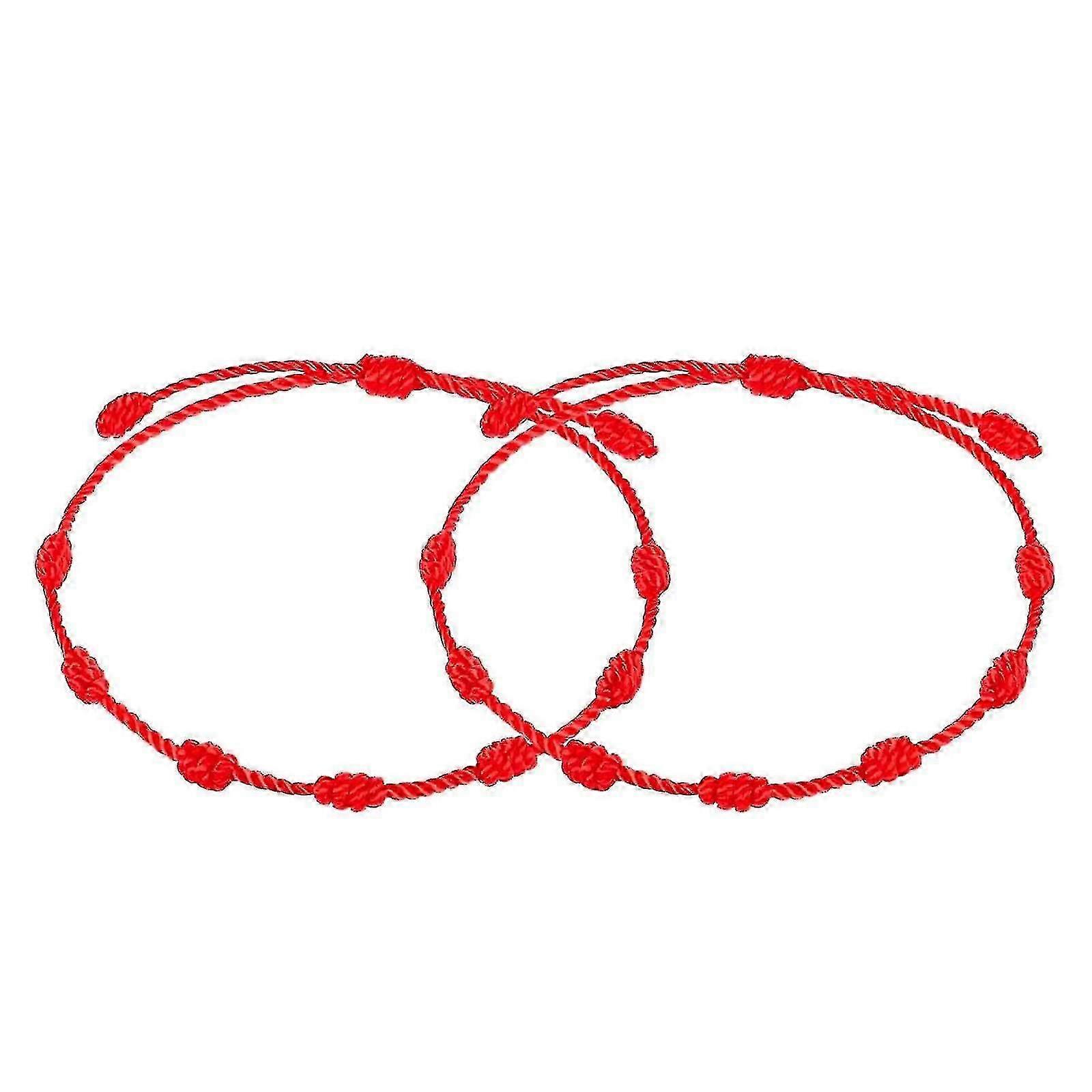 2pcs Red String Bracelet Handmade Kabbalah Protection Amulet Knots Thread Tw