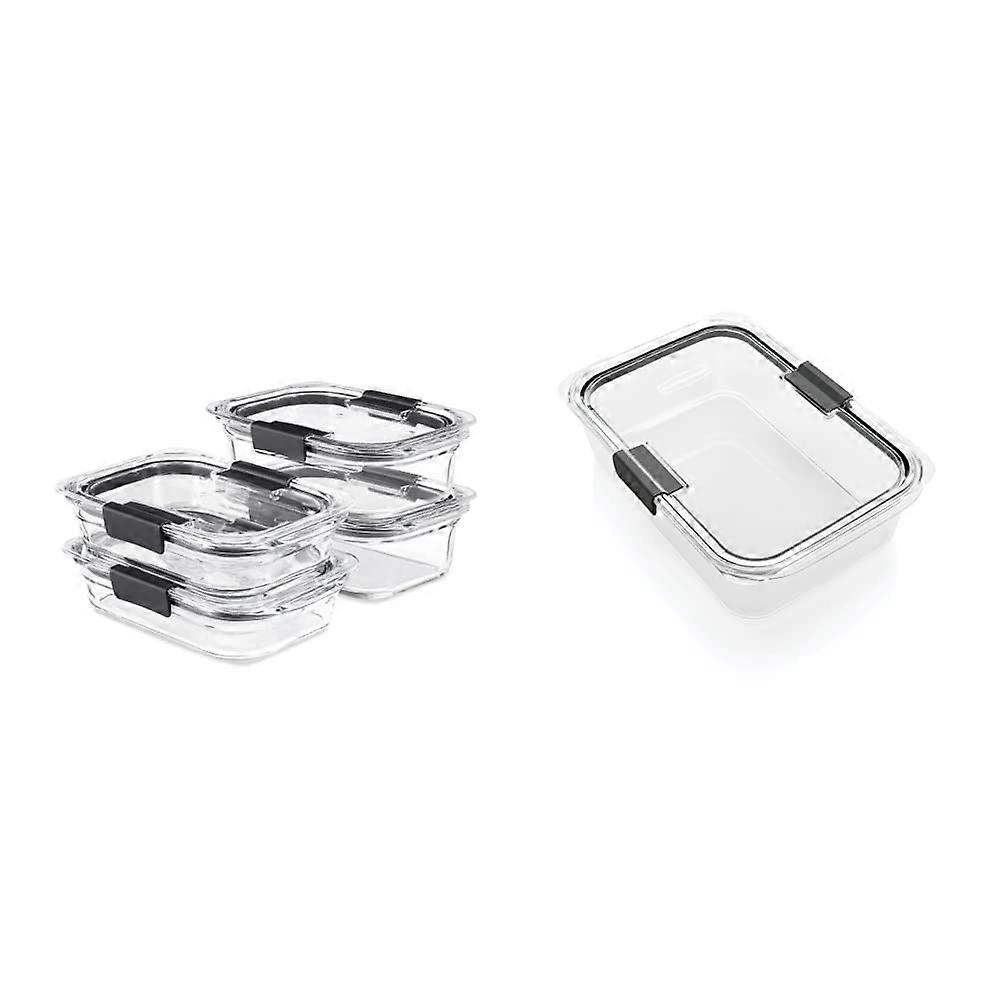 4 Containers Brilliance Glass Food Storage Containers Set Large 9.6 Cup