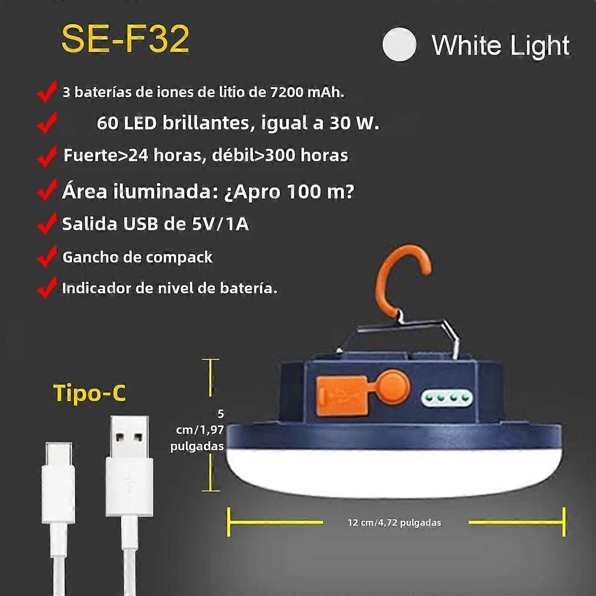 Camping Lamp with LED Bulb, Portable Rechargeable Emergency Light for Home and Outdoors, Night Light Tower, Outdoor Market