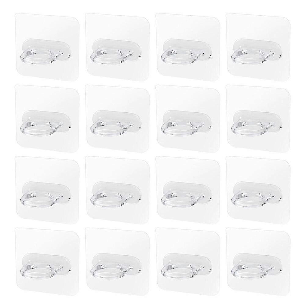 16pcs Transparent Wall Hooks - Adhesive Bathroom & Kitchen Organizers, No Drill, Space-Saving Storage Solutions