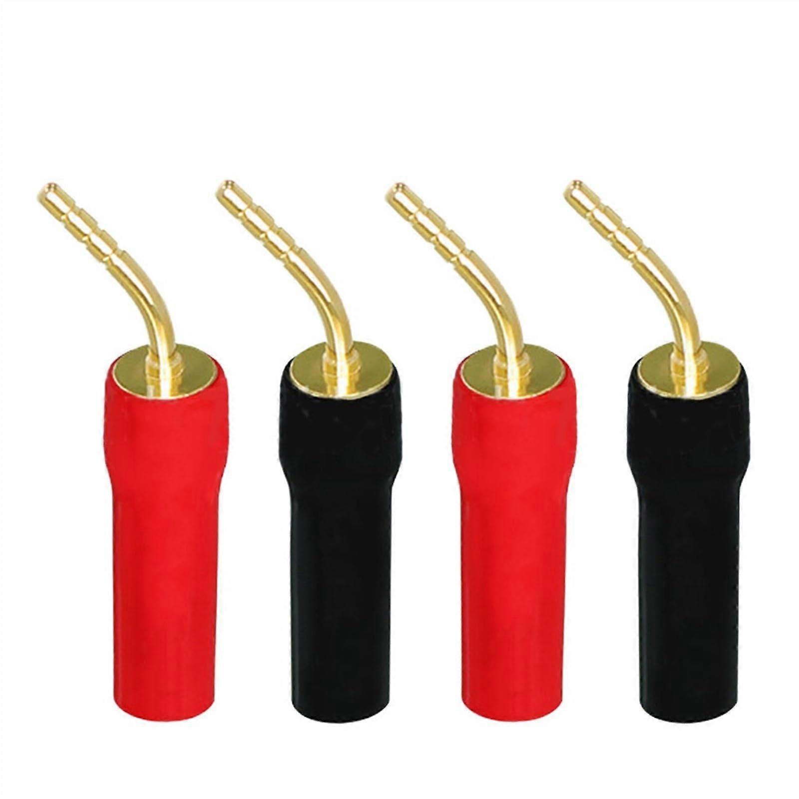4pcs 4MM Gold Plated Banana Plug Connectors Adapter for Amplifier Speaker Cable, Sawtooth Style Banana Pins for Audio Wires