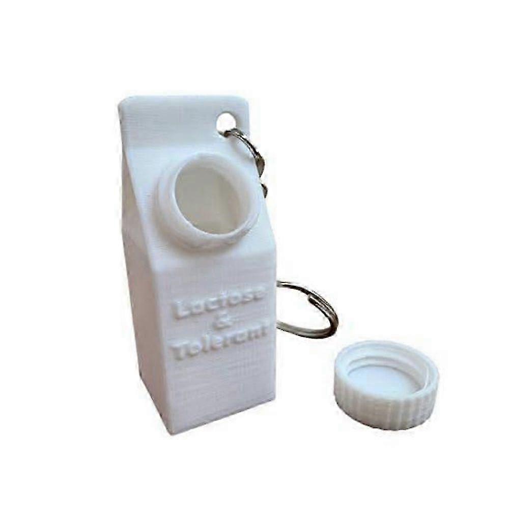 Milk Carton Keychain,Lactose Intolerance Pills Case, Mini Keychain Pill Holder