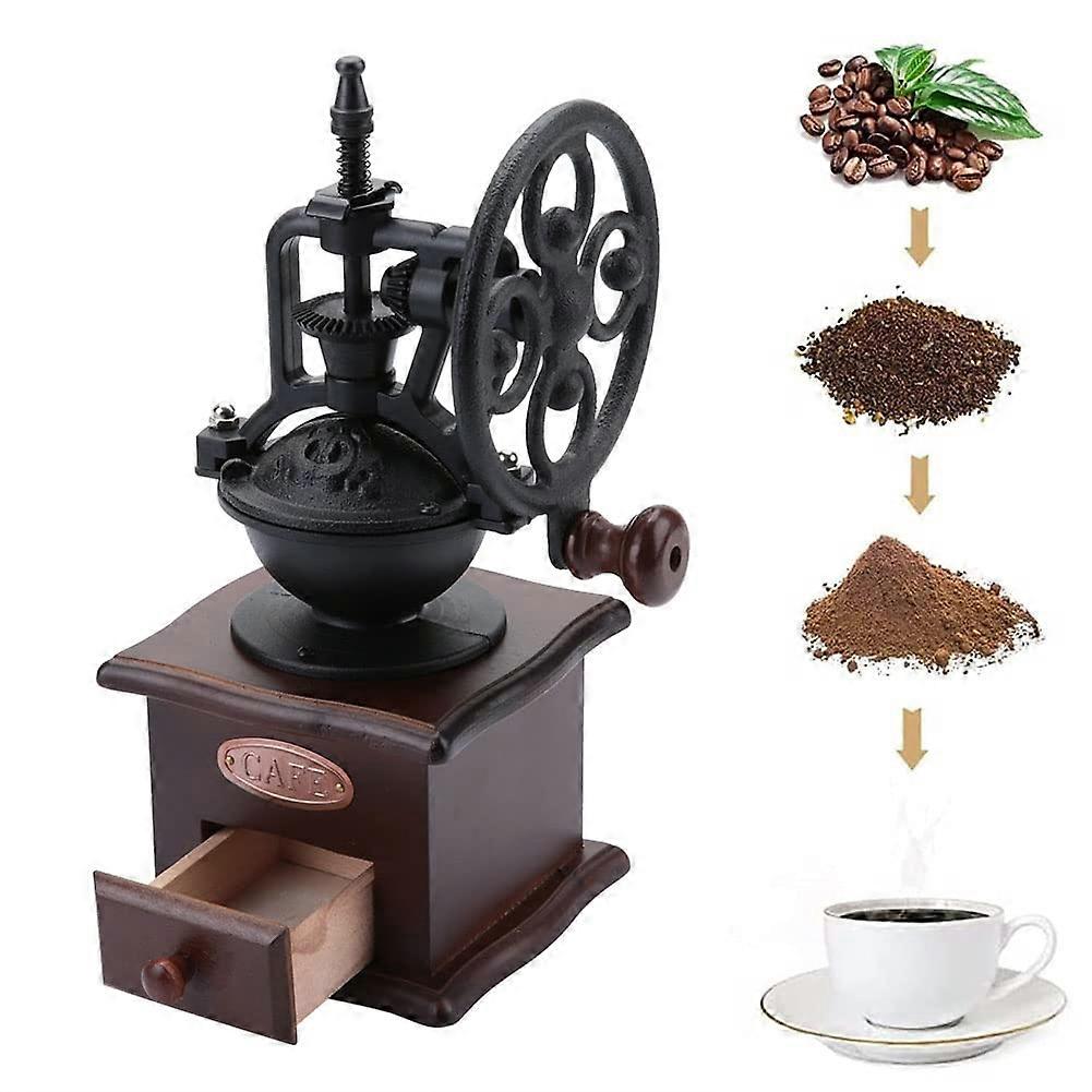 Manual Coffee Grinder with Adjustable Thickness, Wooden Coffee Bean Mill, Ceramic Core and Holder for Home Brewing