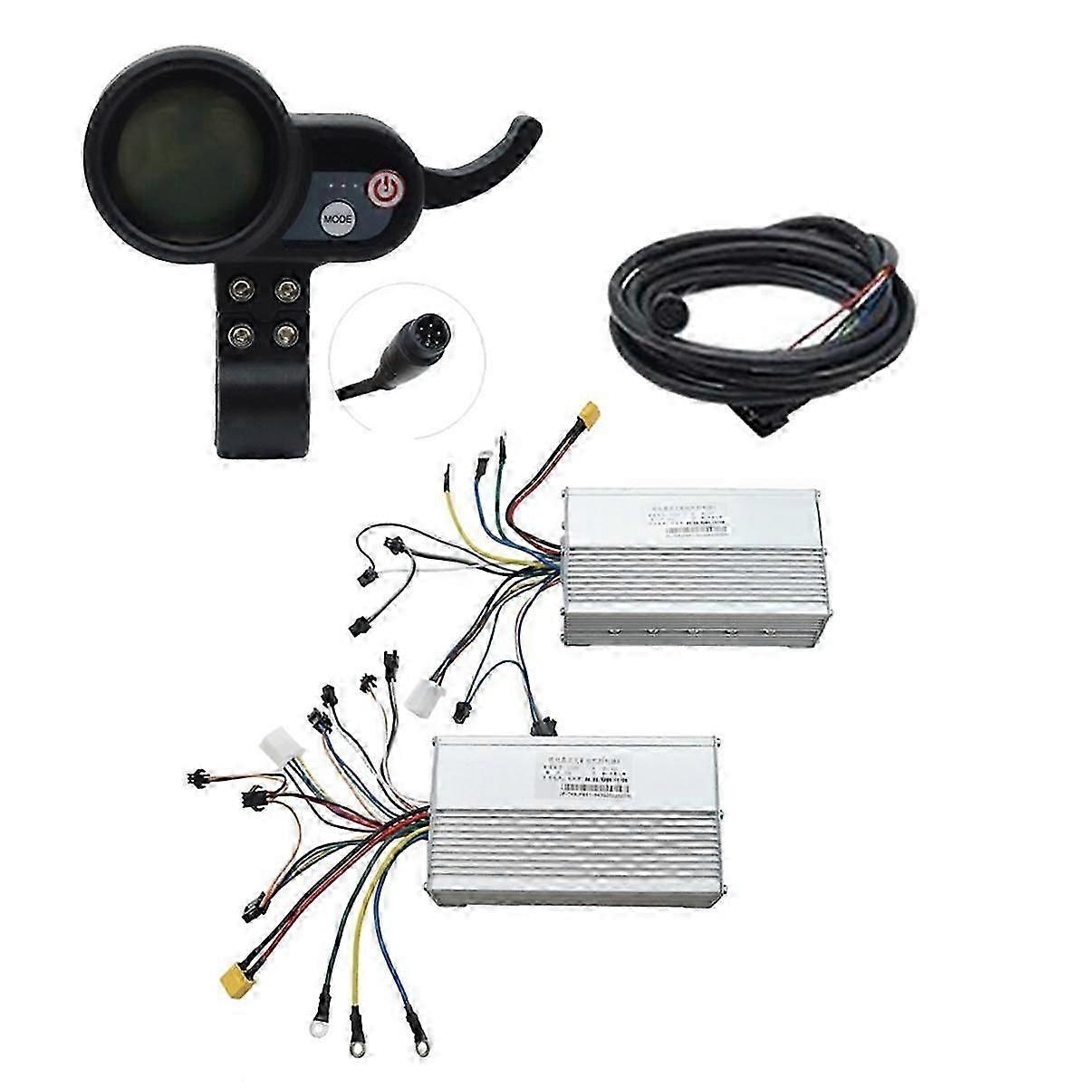 60V 50A Brushless Controller Dual Motor+36V-60V LCD Display Dashboard 6PIN for Electric Scooter E B