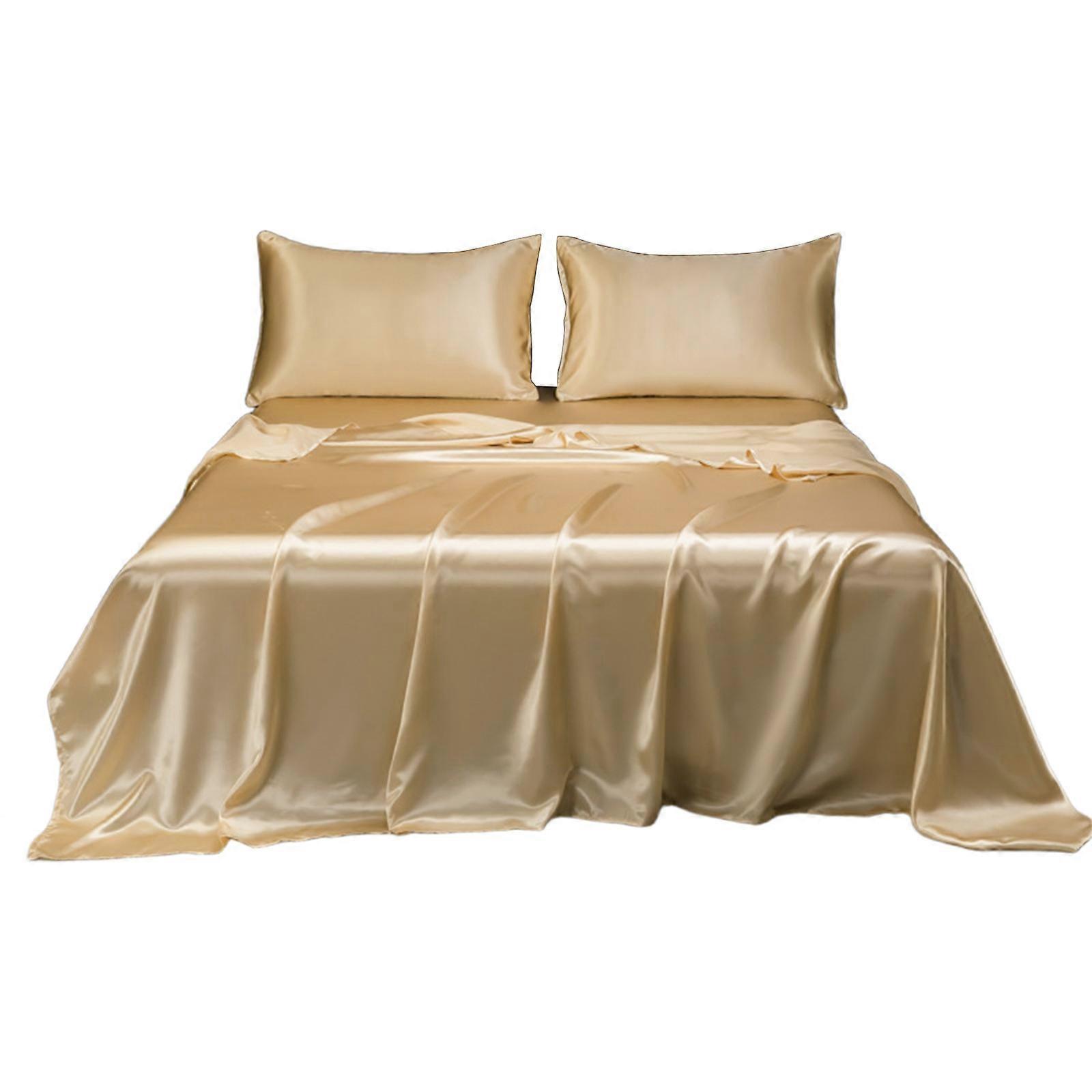 Soft Solid Matte Satin Hotel Luxury Sheet Set Dull Deep Pocket Fitted Sheet Flat Sheet Pillowcase PUW3182