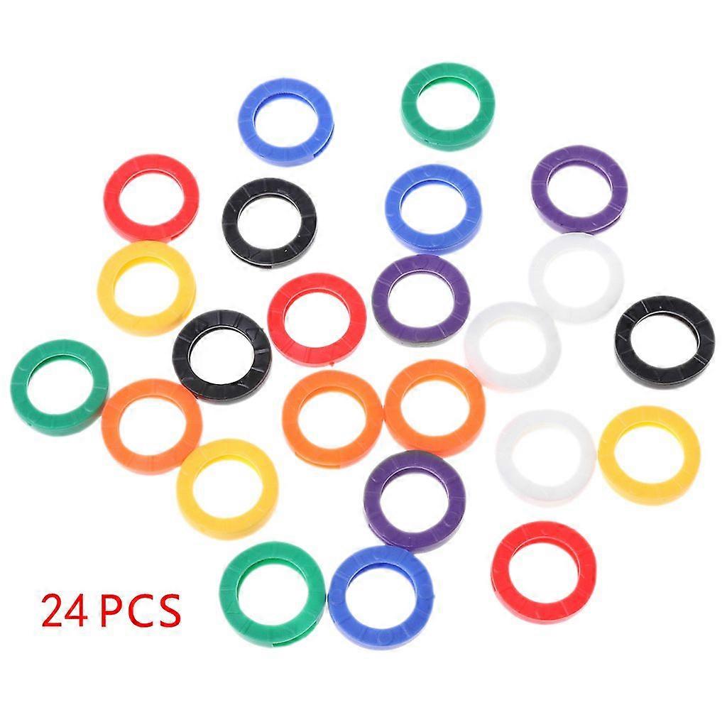 24Pcs Plastic Key Cap Tag Sleeve Rings Identifier Label ID Perfect Coding System