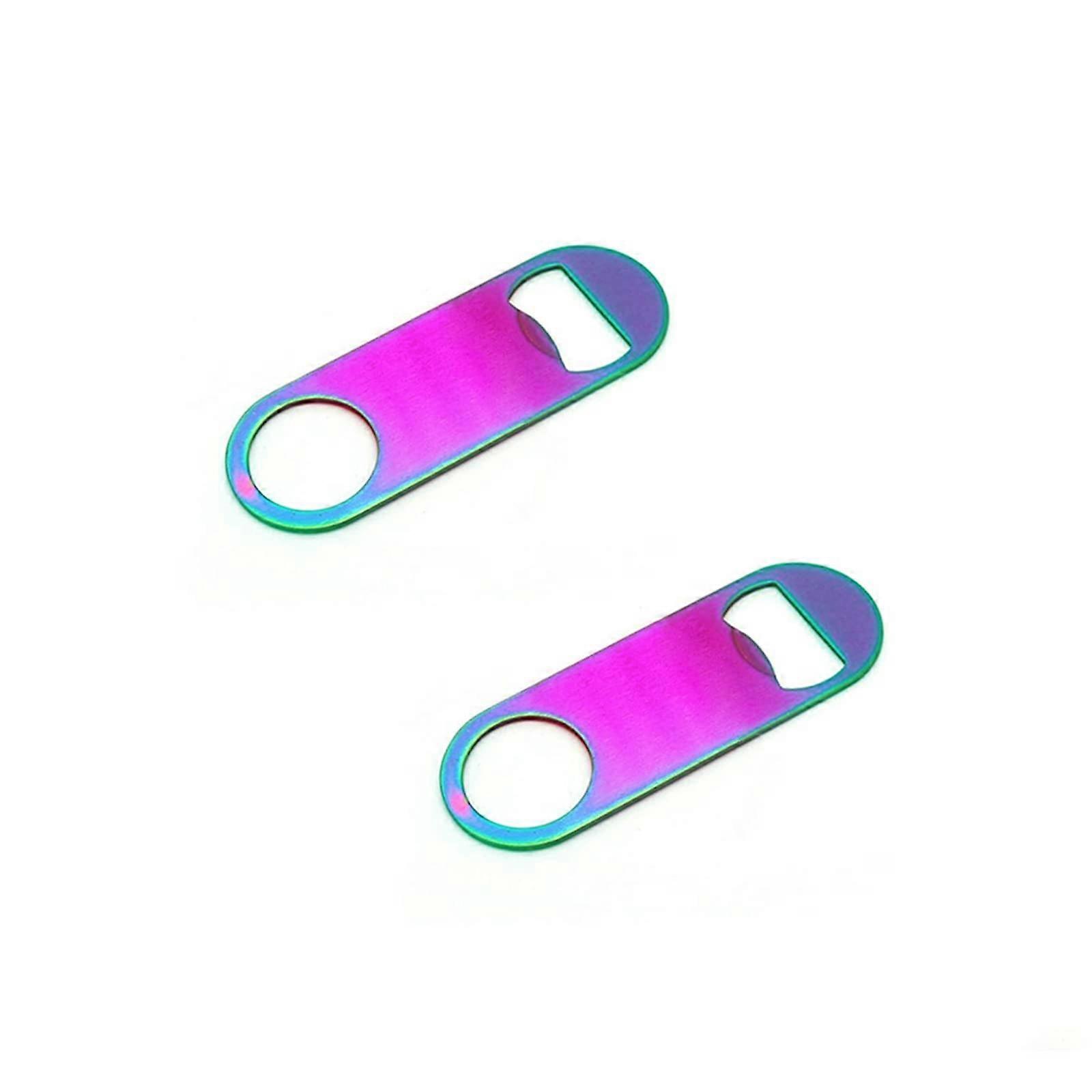 Rainbow Color Stainless Steel Flat Bottle Opener, Sturdy and 2 Pcs to Send to Friends