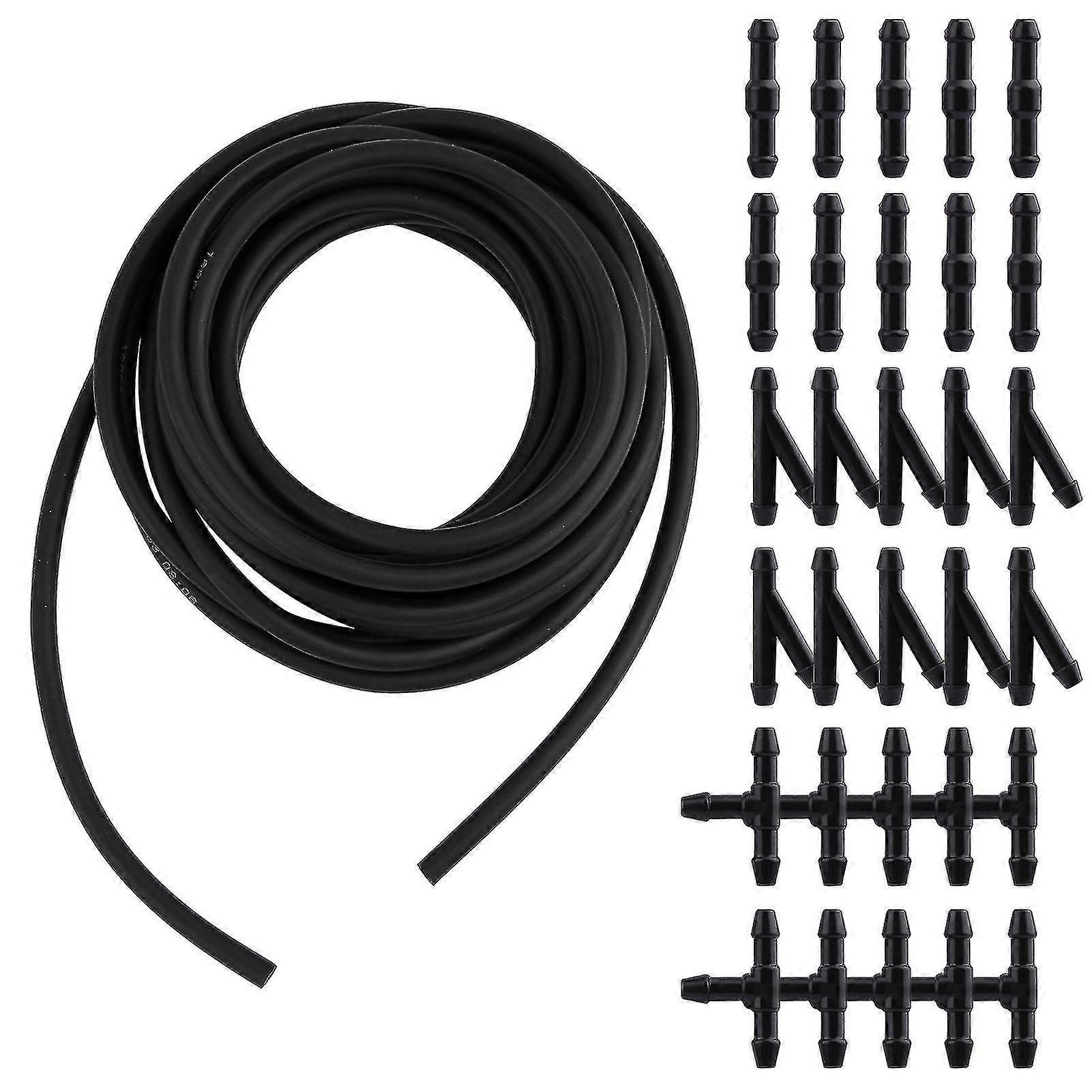 5m Windshield Washer Hose Kit Replacement With 30 Connectors Durable Rubber