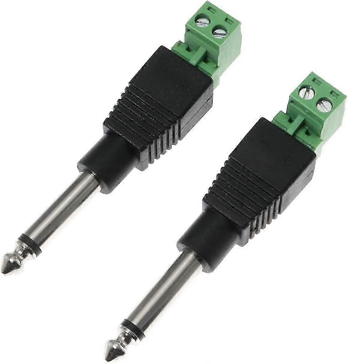 Unbrand 2PCS 6.35mm Mono Mâle Plug à 2 Vis Borne Sans Soudure Audio Convertisseur (D-583-A)