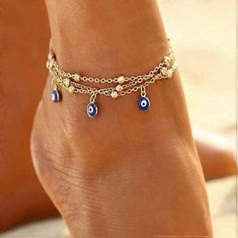 2025 Latest Model  Boho Layered Anklets (Sleep) Evil Eyes Anklets Beaded Layering Anklets