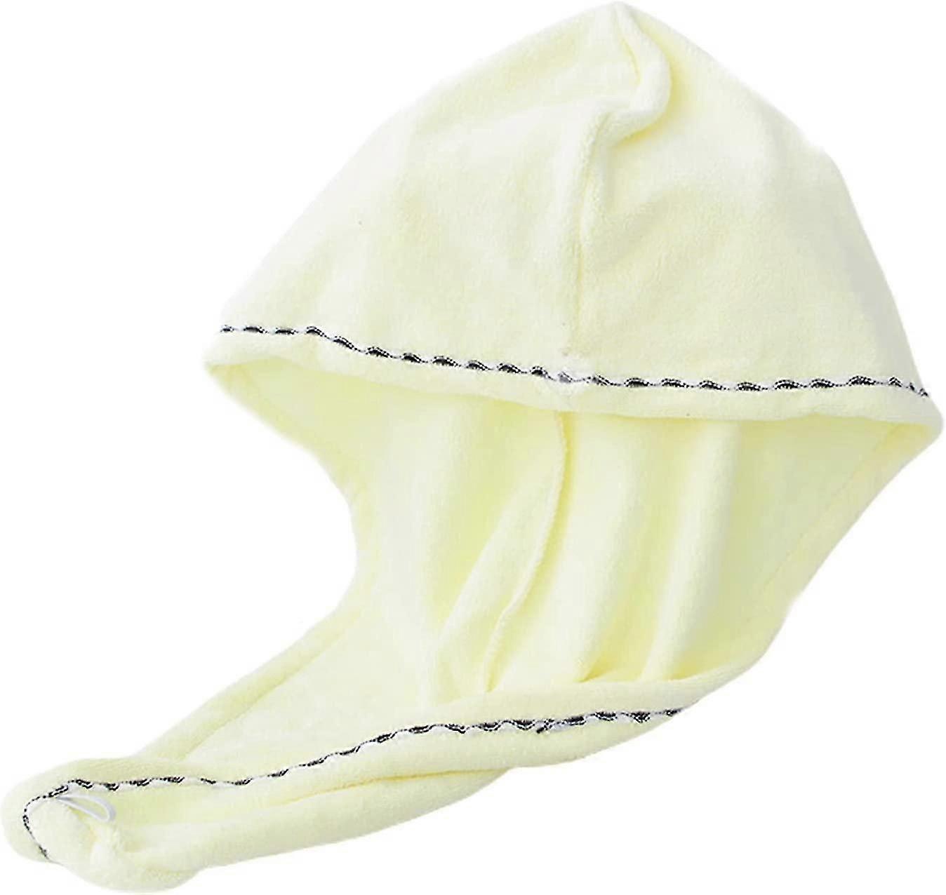 Soft Fast Hair Drying Cap Wrap Microfiber Reusable Shower Cap (Beige Yellow)