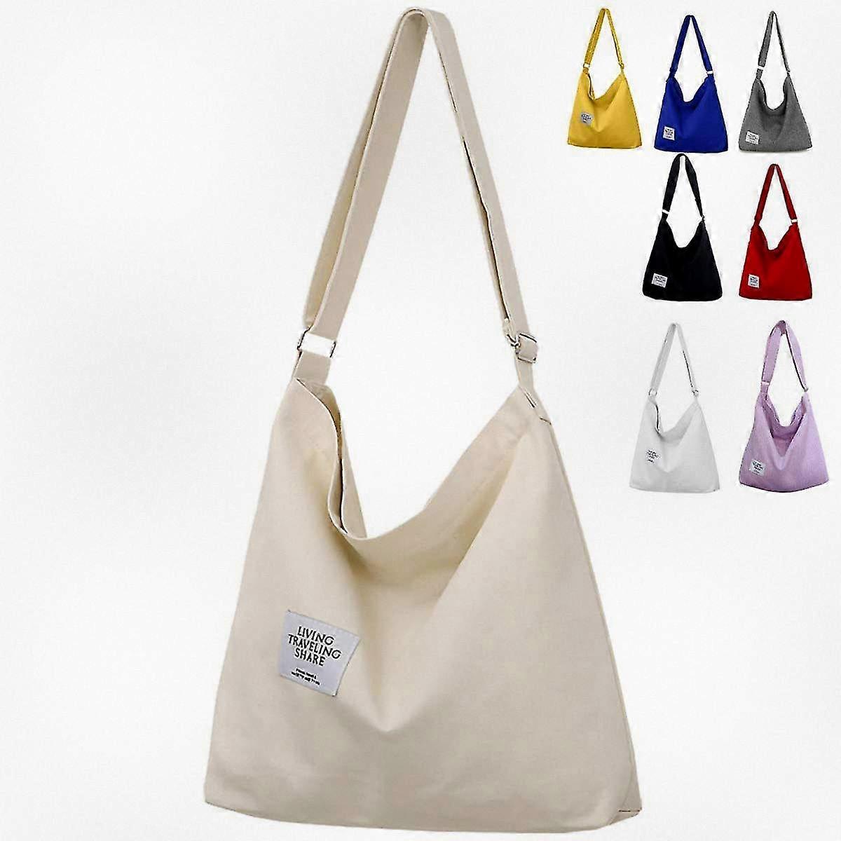 Women's Canvas Hobo Shoulder Bag with Large Capacity in Grey