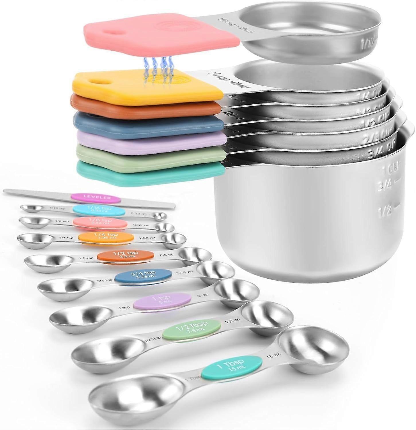 NICECEE 16 Pcs Measuring Cups And Spoons With Measuring Marks