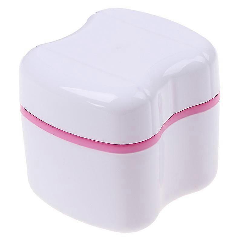 Denture Storage Box With Filter Dental Appliances, Pink