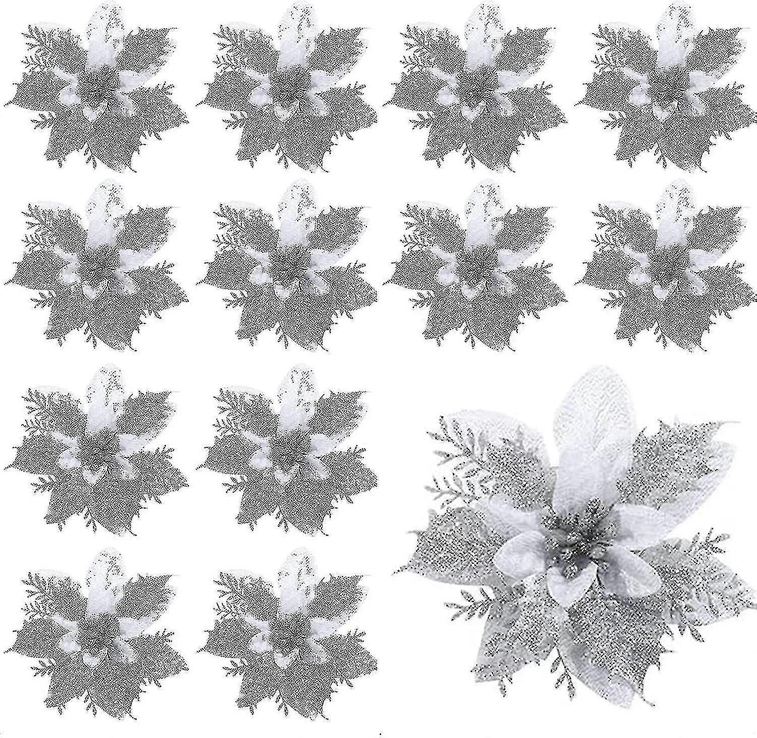 12pcs 14cm julestjerne juleblomst kunstig julestjerne